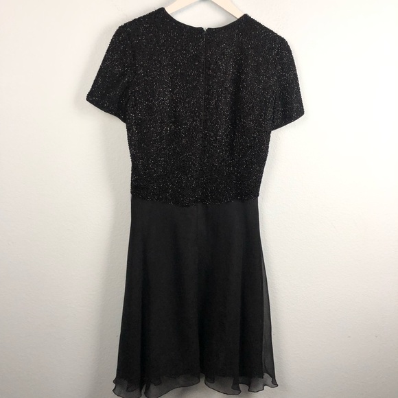 Vintage Adrianna Papell black beaded silk dress - Picture 4 of 5